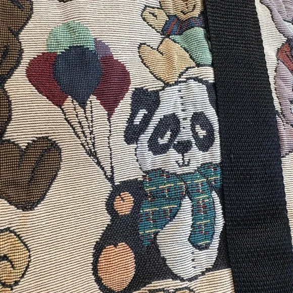 VTG Tapestry Teddy Bear Patterned Tote Diaper Bag Y2K Coquette Kitschy Vintage - Picture 8 of 14